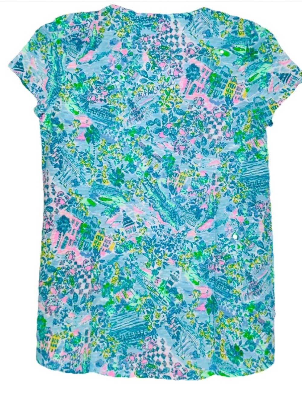 Lilly Pulitzer Etta V-Neck Top-Lilly Loves South Carolina-Surf Blue NWT - Picture 4 of 10
